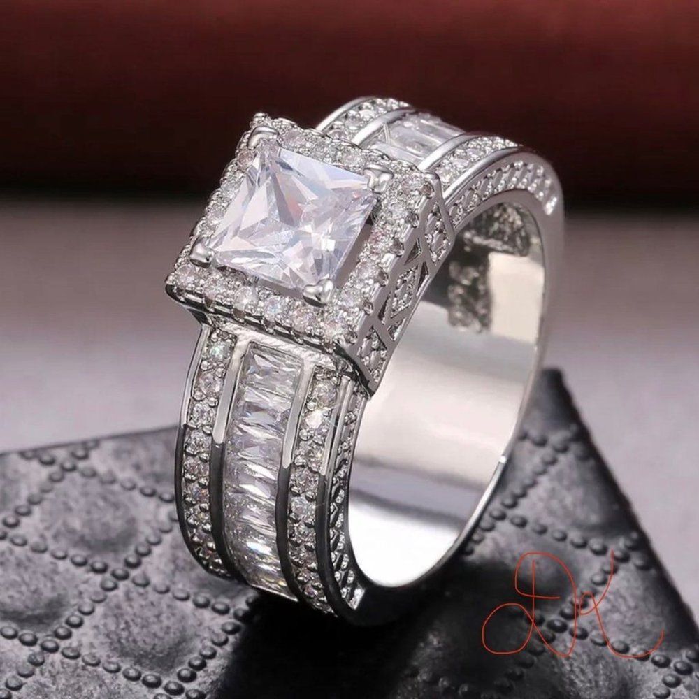 925 WEDDING RING BRIDAL RING ENGAGMENT RING - Picture 7 of 11